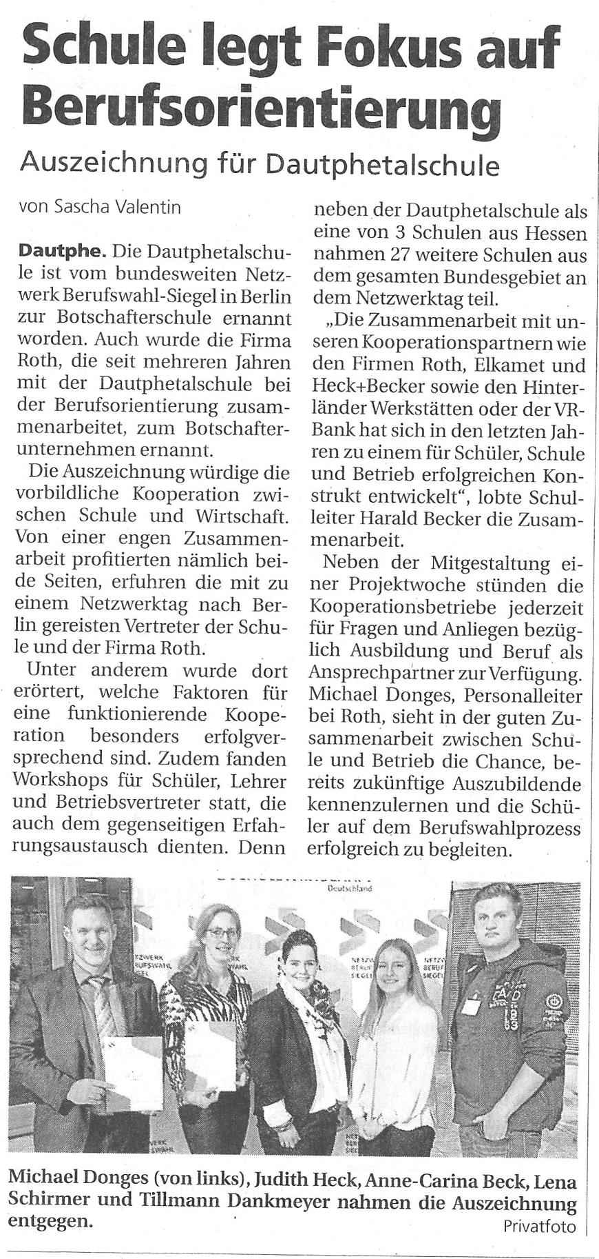 Scan des Artikels aus der Oberhessischen Presse vom Samstag, den 14.10.2017