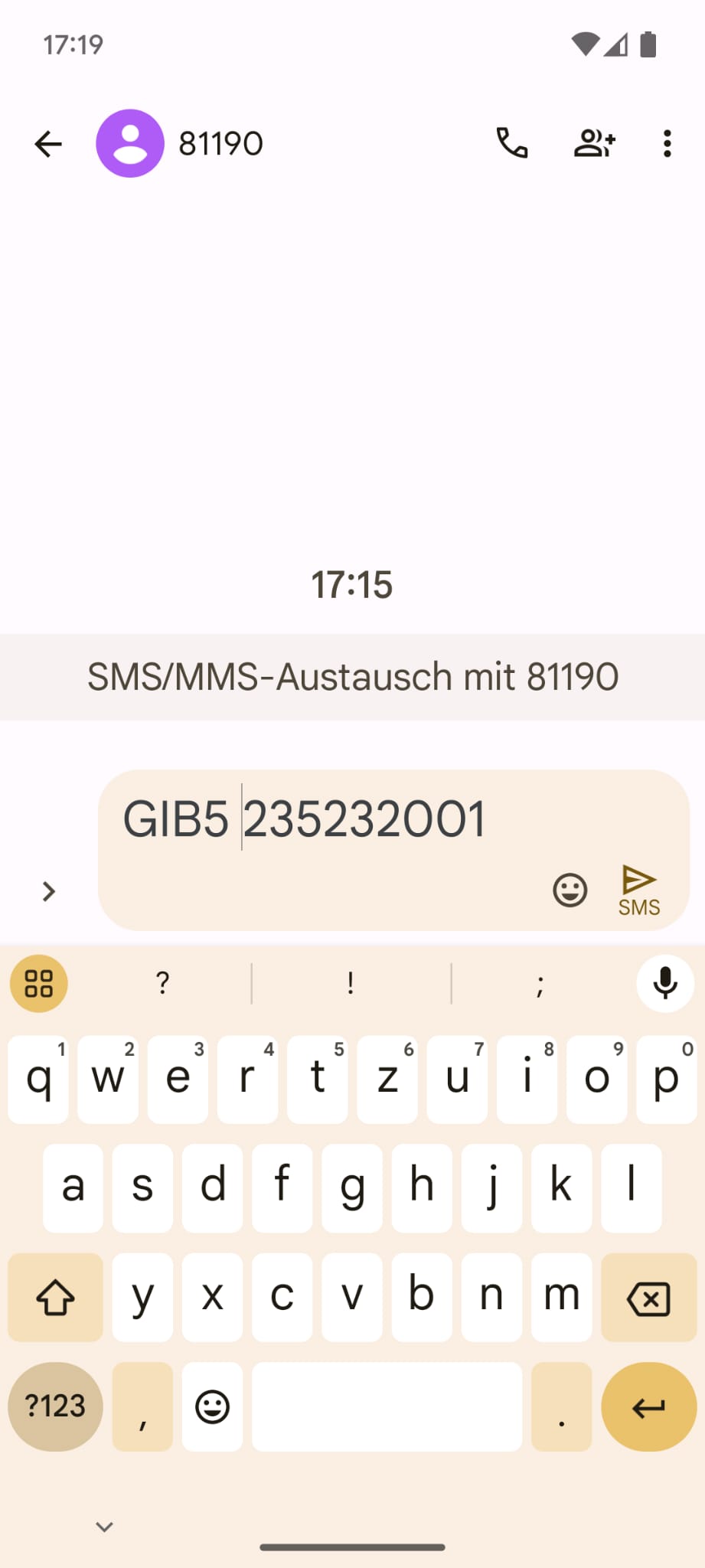 Symbolbild Mobiltelefon mit SMS Beispiel