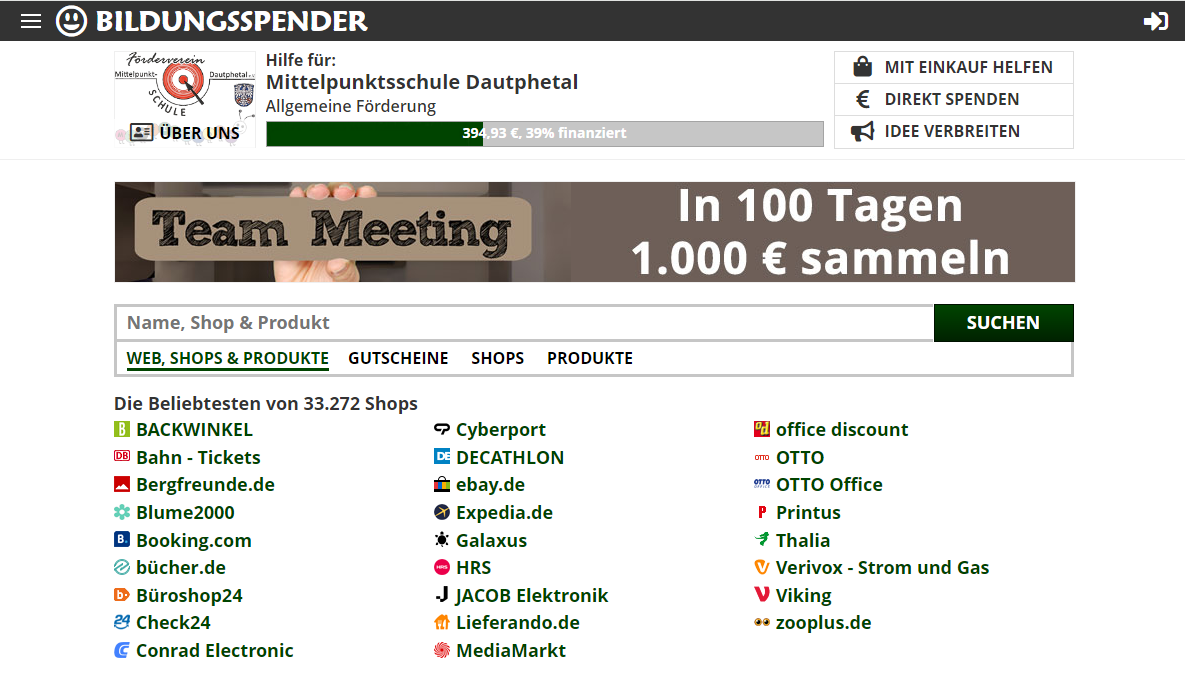 Screenshot vom 2.1.2024, welcher eine Spendensumme von 394,93€ aufweist.